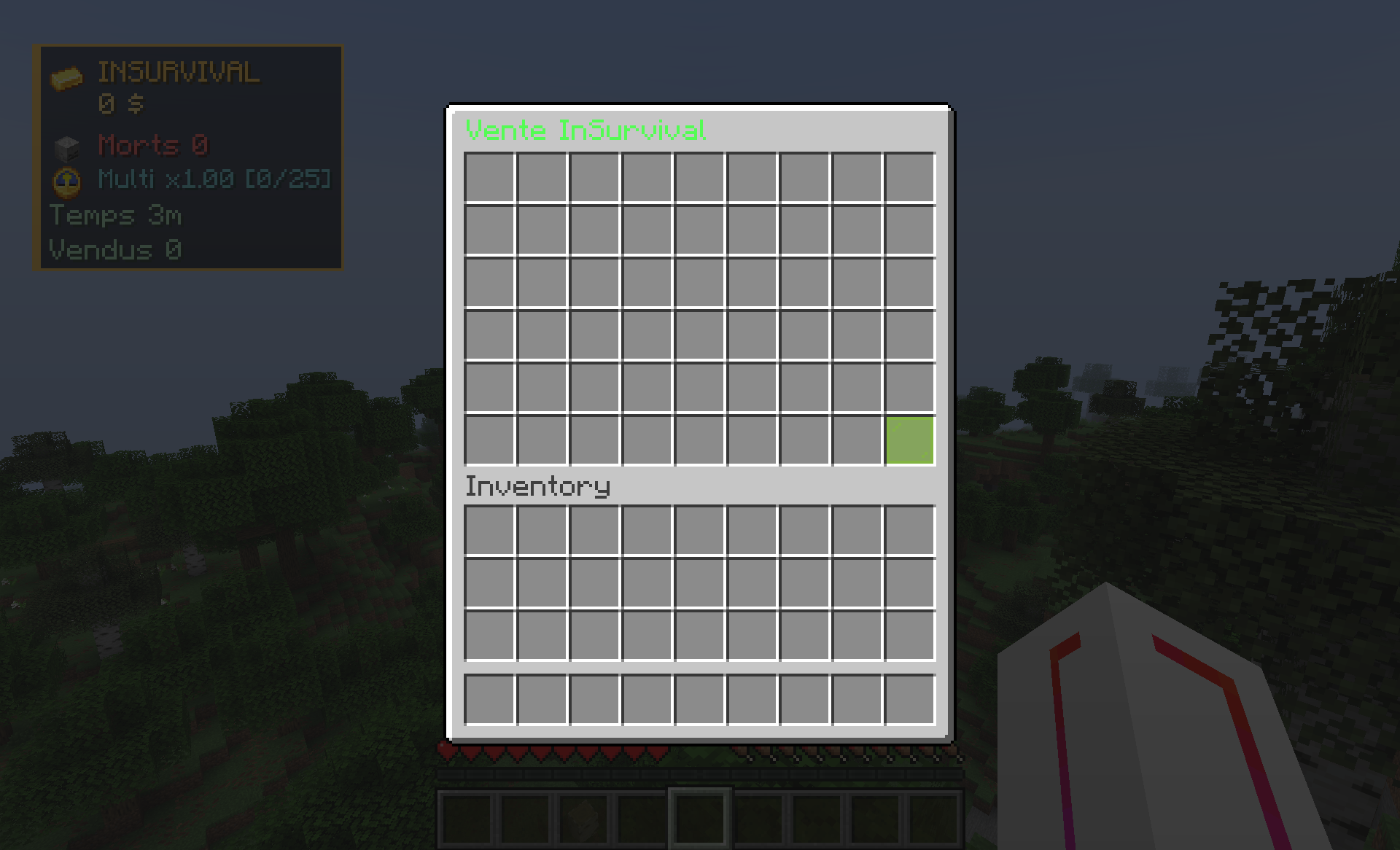 Menu de vente /sell